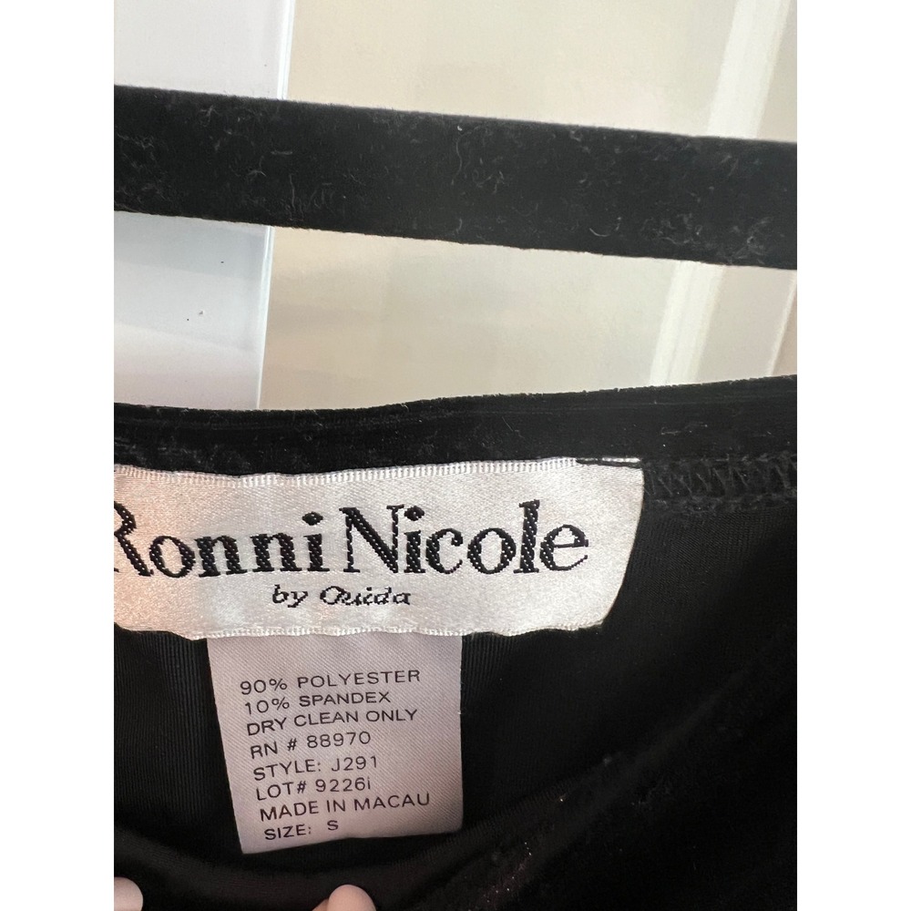 Vintage Ronni Nicole by Ouida Black Velvet Midi Skirt Stretchy Straight Size S - Picture 6 of 6